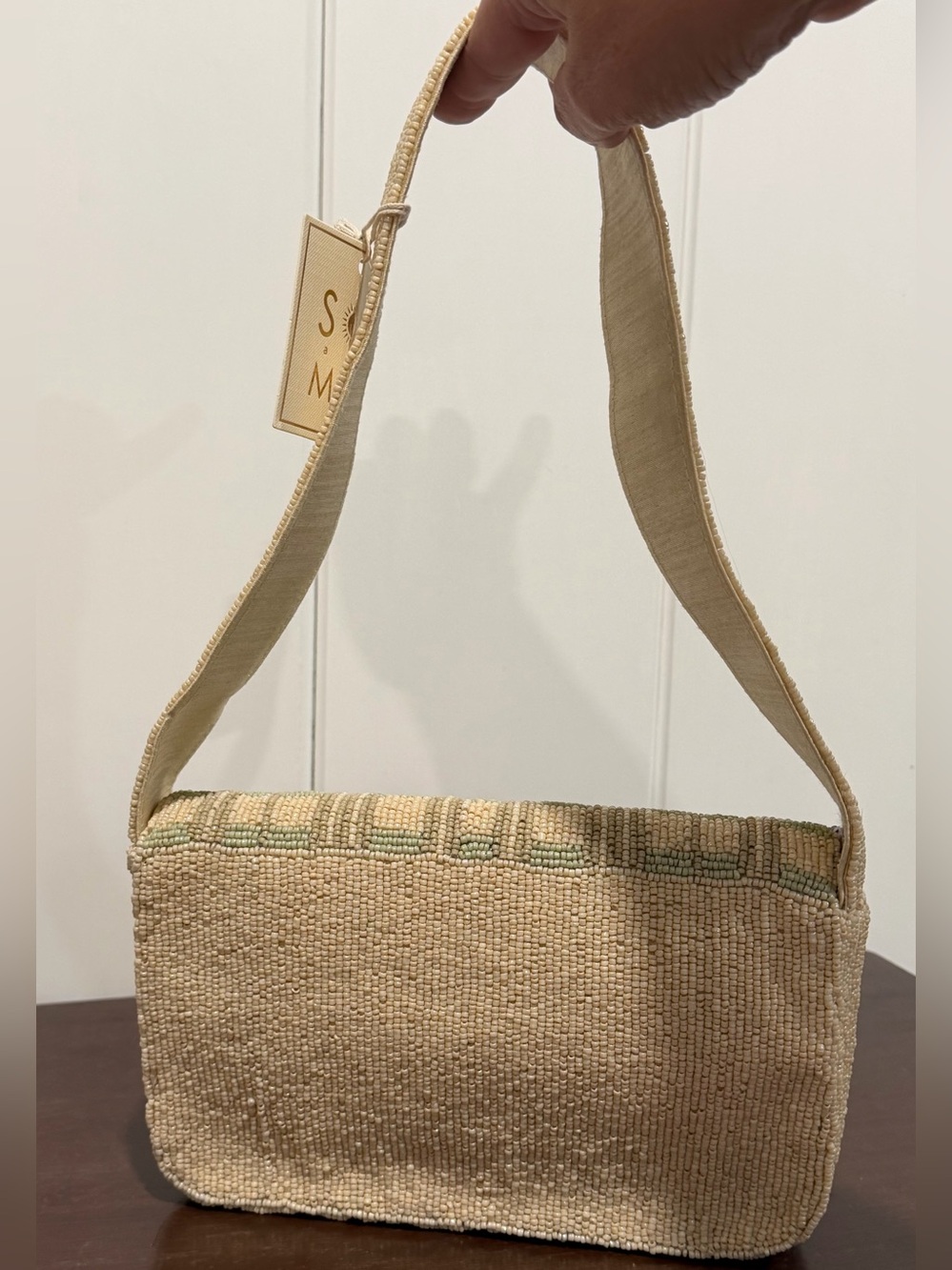 Beaded Pumpkin Floral Shoulder Bag - Cream/Orange - Picture 2 of 3